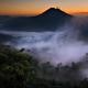 Bali, Indonesia, nature, landscape, mist, mountain, valley, volcanoes, forest, sunrise wallpaper