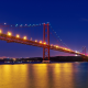 25 de abril bridge, portugal, lisbon, night, lighting, river еagus, city wallpaper