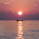 sea, boat, sunset, horizon, thoddoo, maldives, nature wallpaper