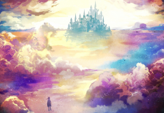 artwork, fantasy art, castle, clouds wallpaper