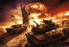 world in conflict, video games, Soviet Army, Soviet Union, USSR, statues, Statue of Liberty, tanks wallpaper
