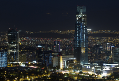 landscape, lights, Santiago de Chile, cityscape, night, skyscraper, metropolis , modern, urban, buil wallpaper