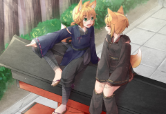 anime girls, anime, fox girl, kitsunemimi  wallpaper