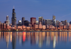 Chicago, Illinois, USA, city, skyscraper, multiple display, reflection wallpaper