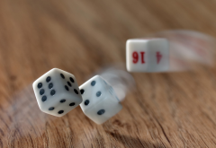table, dice, cube, dots, numbers, board games, wood, wooden surface, motion blur wallpaper