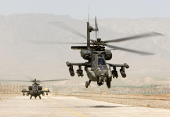 Boeing, AH-64, Apache, helicopter, military aircraft, desert, aviation wallpaper