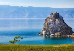 baikal, lake, russia, cliff, rock, nature, water wallpaper
