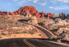 road, mountains, canyon, desert, Nevada, landscape, valley of fire highway, nature wallpaper