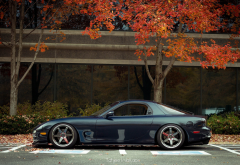 car, fall, Mazda RX-7, Mazda, autumn, leaf, tree wallpaper