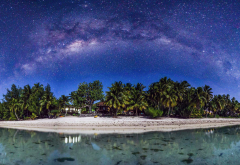 Aitutaki, Cook Islands, beach, galaxy, island, tropics, night, stars, nature wallpaper