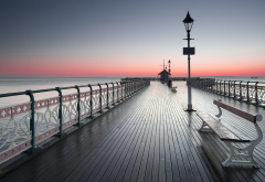 cardiff, sea, England, piers, sunset, nature wallpaper