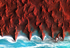 desert, Namibia, nature, aerial view, satellite, sea, coast, Africa, dune wallpaper