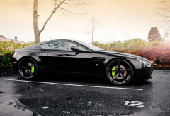 Aston Martin, car, black cars, wet wallpaper