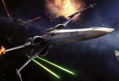 Star Wars, space, spaceship, X-wing, laser, lasers, science fiction, artwork wallpaper