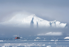 sea, arctic, ship, winter, iceberg, greenland wallpaper