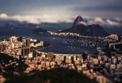 Brazil, Rio de Janeiro, tilt shift, city, sea, mountain, beach wallpaper