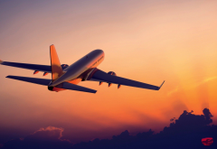 aircraft, passenger aircraft, airplane, sunset, clouds wallpaper