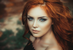 women, model, redhead, long hair, outdoors, face wallpaper