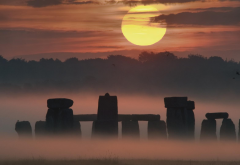 stonehenge, nature, sun, pillar, stone, England, UK, mist, forest wallpaper