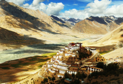 Tibet, monastery, Himalayas, mountains, nature wallpaper