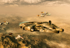 Star Wars, Millennium Falcon, Y-Wing wallpaper
