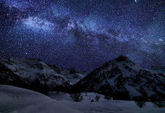 starry night, milky way, nature, mountains, winter, snow, germany, space wallpaper