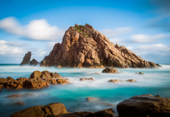 sugarloaf rock, australia, nature, sea, rock, ocean wallpaper