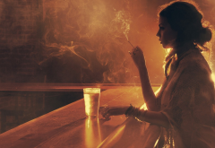 smoking, women, bars, sepia, cigaretes wallpaper