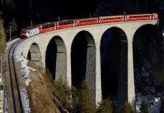 train, railway, bridge, switzerland, arch wallpaper