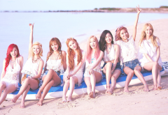 SNSD, Girls Generation, K-pop, Asian, musicians, models, singers, Korean, beach, women, women outdo wallpaper