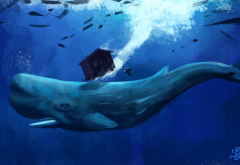 artwork, animals, whale, underwater wallpaper