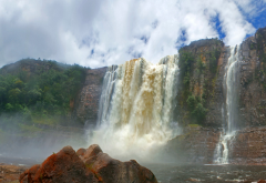 canaima, canaima national park, venezuela, waterfall, cliff, tropical, nature wallpaper