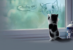 animals, cat, baby animals, kittens, jars, window, digital art wallpaper