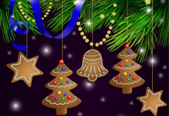 christmas, cookies, christmas tree, graphics wallpaper