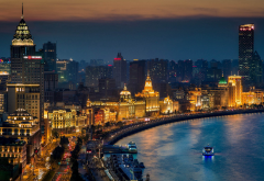 shanghai, shanghai mart, china, city, river, skyscrapers, night wallpaper