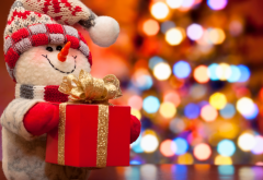 snowman, new year, christmas, holiday, gift, box wallpaper