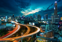 Bangkok, Thailand, cityscape, city, architecture, night, building, skyscrapers wallpaper