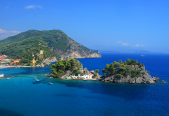 panagia, greece, sea, island, beach, boat, nature wallpaper