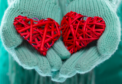 mittens, winter, hand, heart, love wallpaper