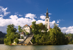 assumption of mary pilgrimage church, bled, slovenia, lake bled, nature wallpaper