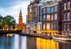 munttoren, mint tower, amsterdam, boat, building, netherlands, city wallpaper