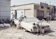 robot, old car, dubai, photo manipulation, star wars wallpaper