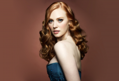 deborah ann woll, redhead, actress, red background, women wallpaper