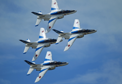 kawasaki t-4, blue impulse, aerobatic team, aircraft wallpaper