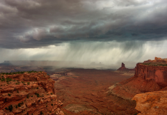 canyon, landscape, rock, nature, clouds, rain, desert wallpaper
