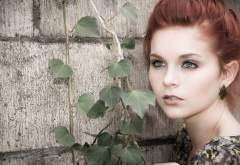 Karoline Kate, model, redhead, blue eyes, women wallpaper