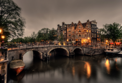 amsterdam, canal, netherlands, city, evening, buildings wallpaper