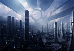 mass effect 3: citadel, city, aliens, technology, skyscrapers, video games wallpaper