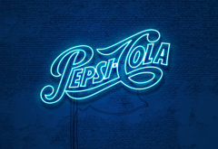 pepsi cola, neon, typography, blue, graphics wallpaper