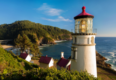 heceta head light, lighthouse, oregon coast, nature, ocean, beach wallpaper